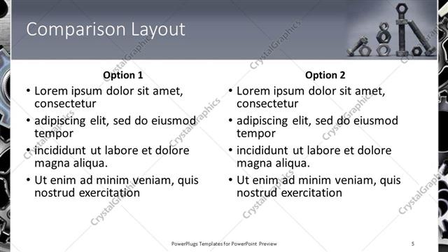 Comparison presentation slide layout