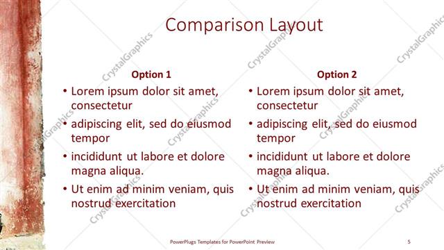 Comparison presentation slide layout