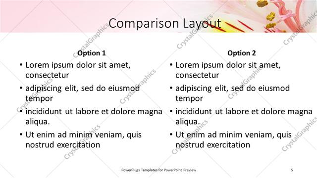 Comparison presentation slide layout