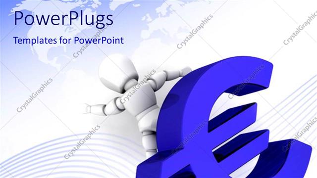  Presentation with robot - Depiction of a white robot on a big blue Euro sign