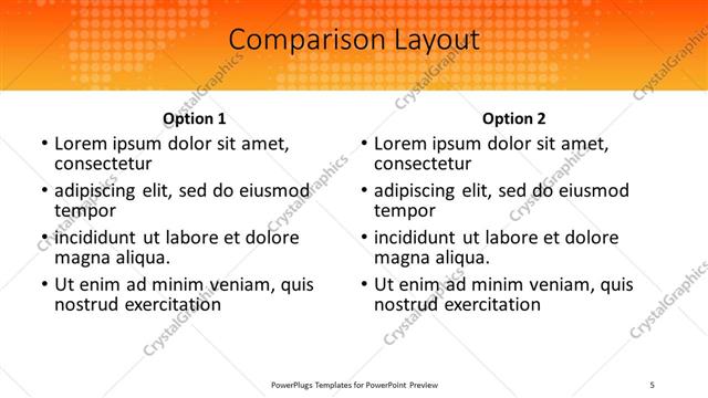 Comparison presentation slide layout