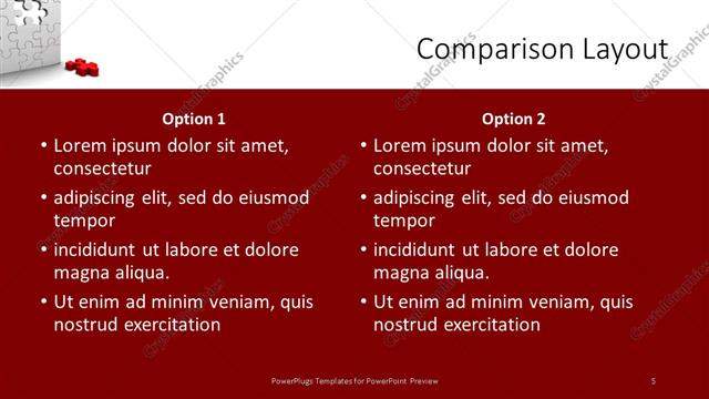 Comparison presentation slide layout