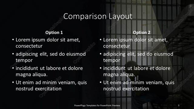 Comparison presentation slide layout