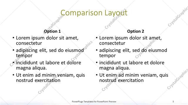 Comparison presentation slide layout