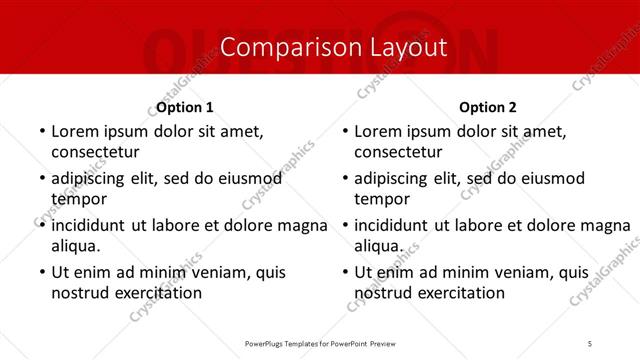 Comparison presentation slide layout