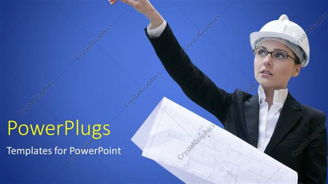  Presentation with builder - A designer with a bluish background and place for text