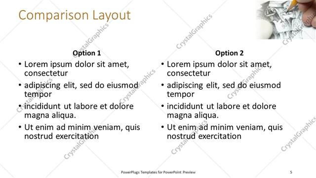 Comparison presentation slide layout