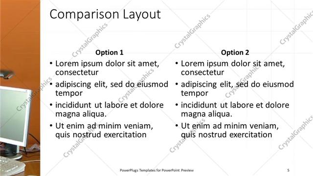 Comparison presentation slide layout