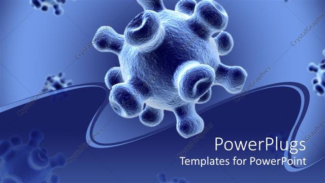  Presentation with virus - Detailed 3D viruses spread on a blue background with wavy insertion