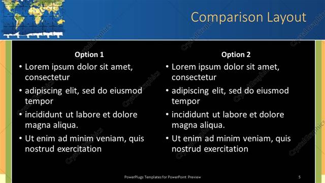 Comparison presentation slide layout