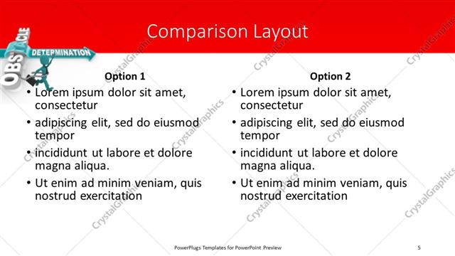 Comparison presentation slide layout