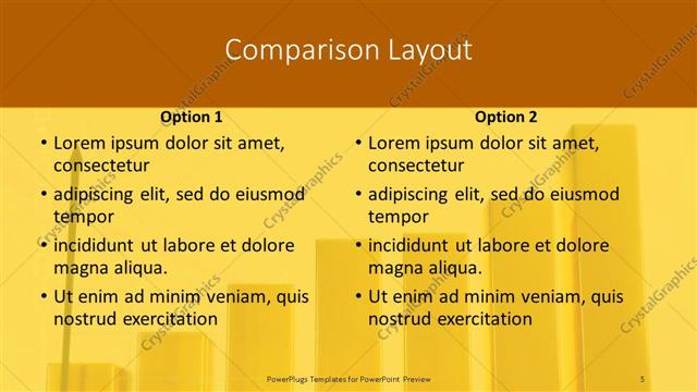 Comparison presentation slide layout