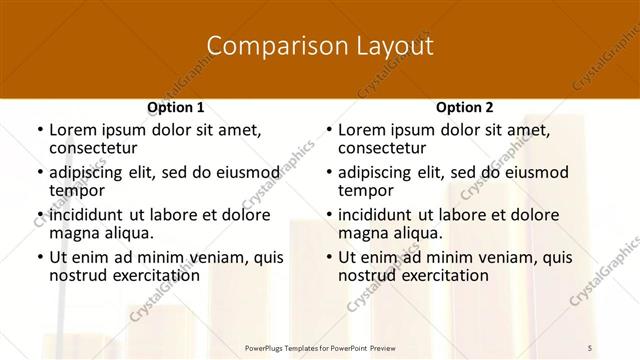 Comparison presentation slide layout
