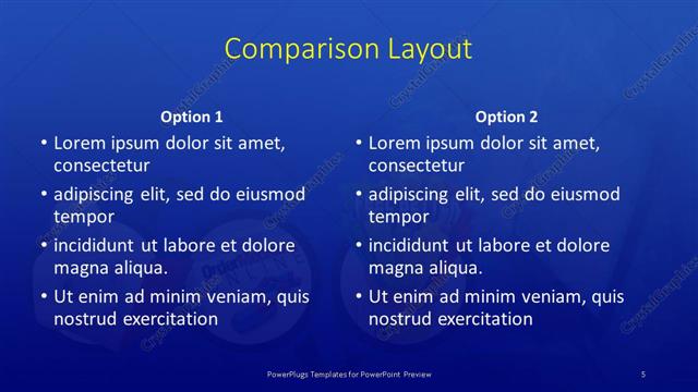 Comparison presentation slide layout