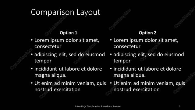 Comparison presentation slide layout