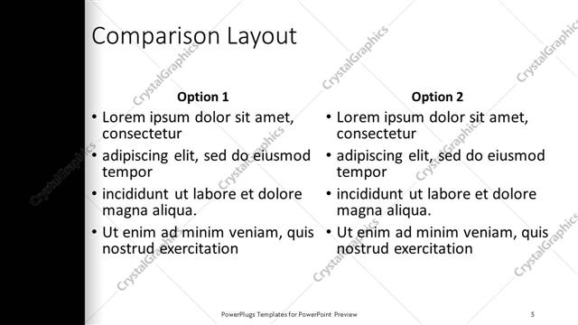 Comparison presentation slide layout