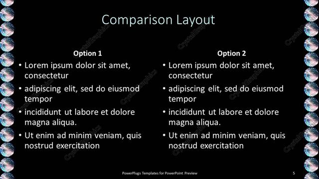 Comparison presentation slide layout