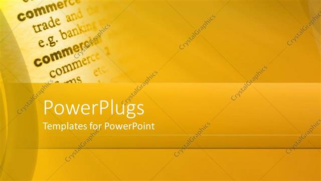  Presentation with definition - Dictionary showing definition of Commerce on yellow background?