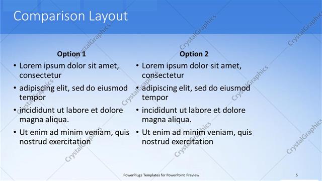 Comparison presentation slide layout