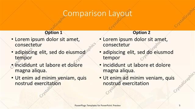 Comparison presentation slide layout