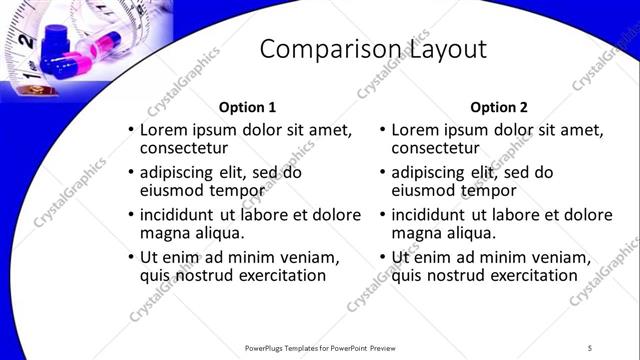 Comparison presentation slide layout