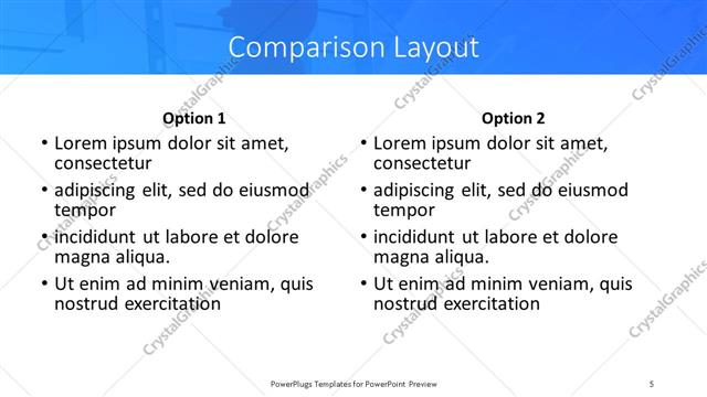 Comparison presentation slide layout