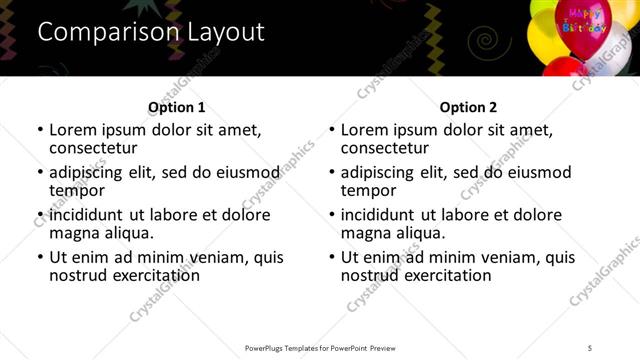 Comparison presentation slide layout