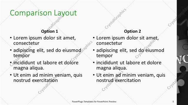 Comparison presentation slide layout