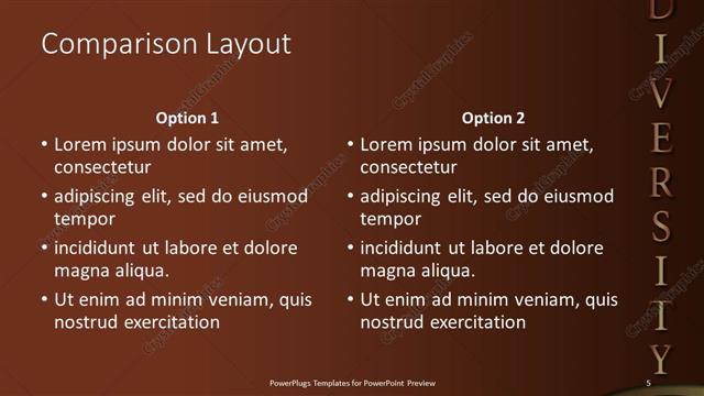 Comparison presentation slide layout