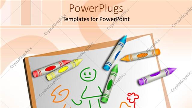  Presentation with crayons - Different colors of pencil crayons on a drawing board