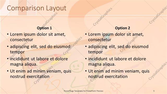 Comparison presentation slide layout