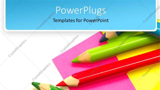  Presentation with flat - Different colors of pencil on top of a flat surface