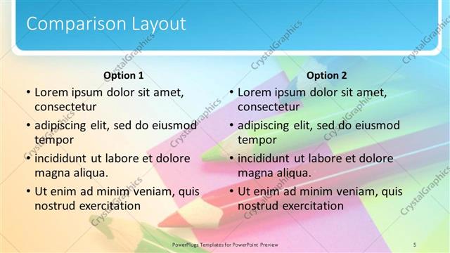 Comparison presentation slide layout