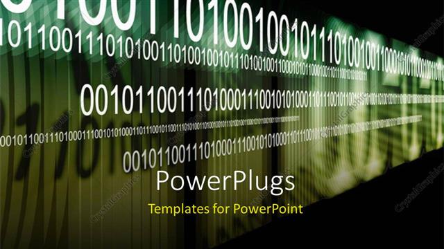  Presentation with stream - Different font sizes of binary digits over black surface