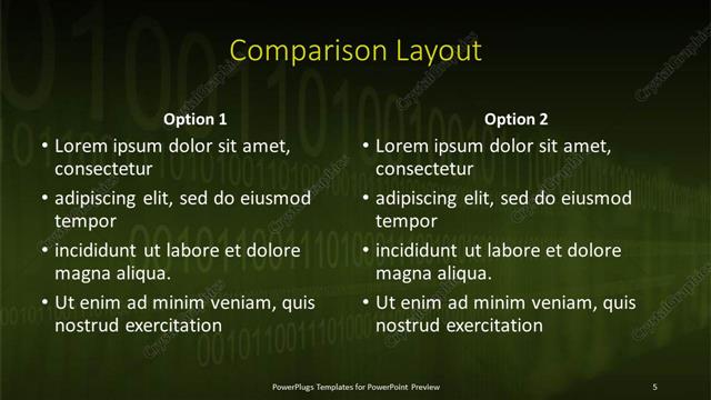 Comparison presentation slide layout