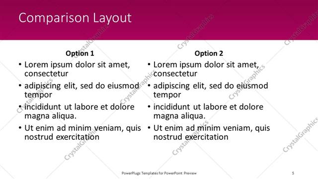 Comparison presentation slide layout