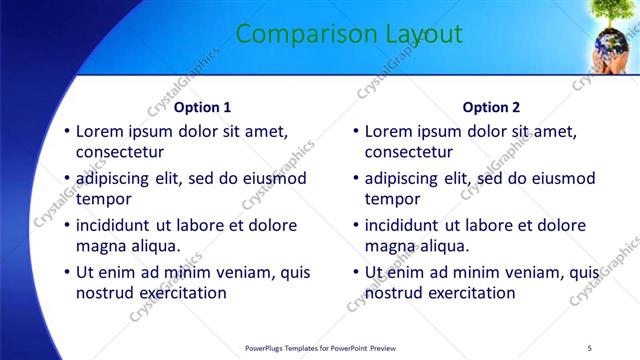 Comparison presentation slide layout