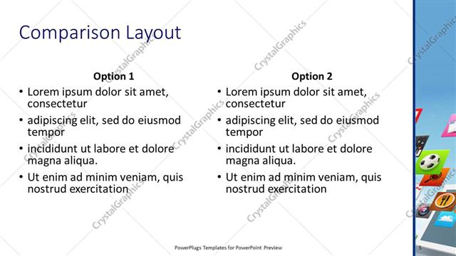 Comparison presentation slide layout