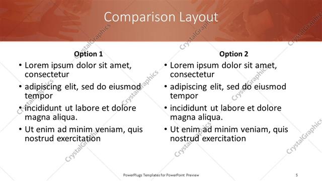 Comparison presentation slide layout