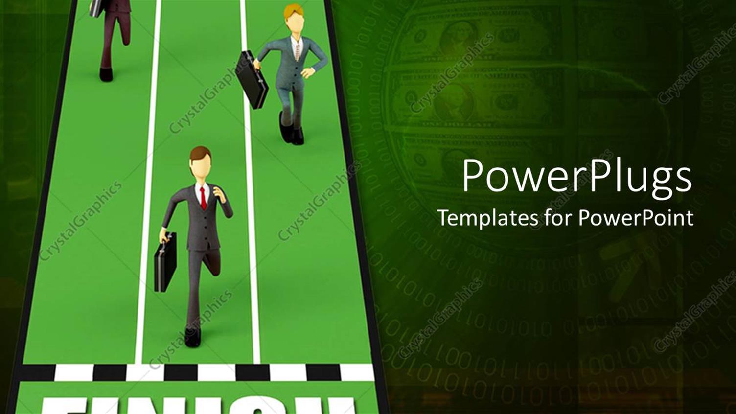 PowerPoint Template different people running towards the finish line