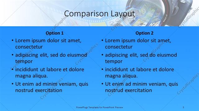 Comparison presentation slide layout