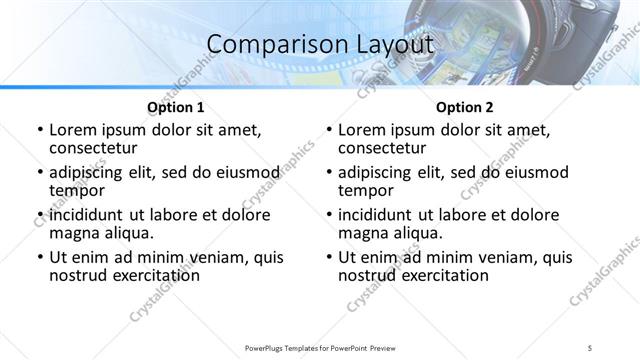 Comparison presentation slide layout