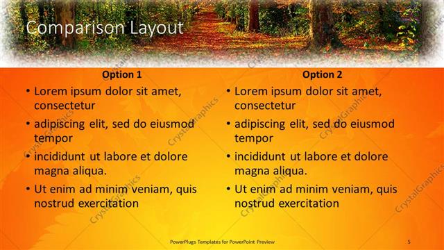 Comparison presentation slide layout