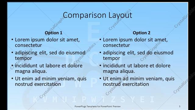 Comparison presentation slide layout