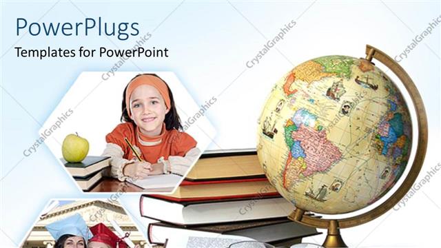 Presentation with tiles - Different tiles with smiling people, books and a globe