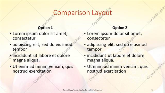 Comparison presentation slide layout