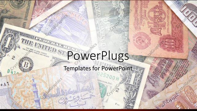  Presentation with world currency - Different world currency notes on display with wine edges?