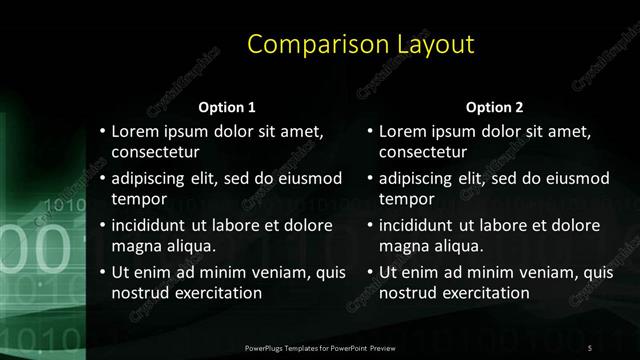 Comparison presentation slide layout