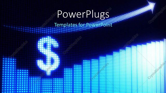  Presentation with dollar sign - Digital background with bars and bright dollar sign with arrow