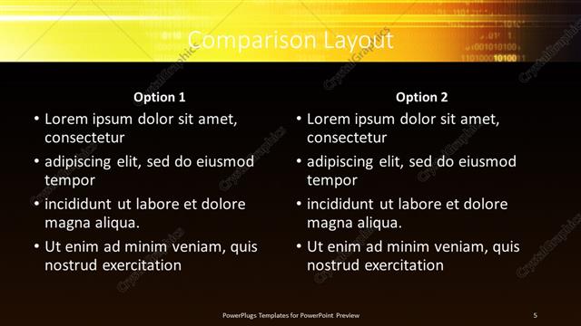 Comparison presentation slide layout